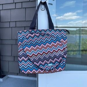 Missoni “esque” Eco-friendly Vegan Nylon Tennis Tote Bag Chevron Zig Zag Pattern